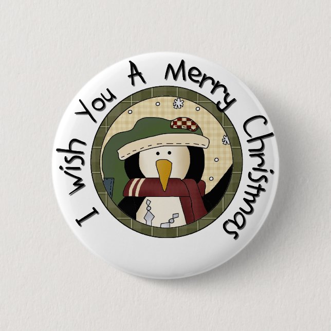 Penguin Frohe Weihnachts-T - Shirt und Geschenke Button (Vorderseite)