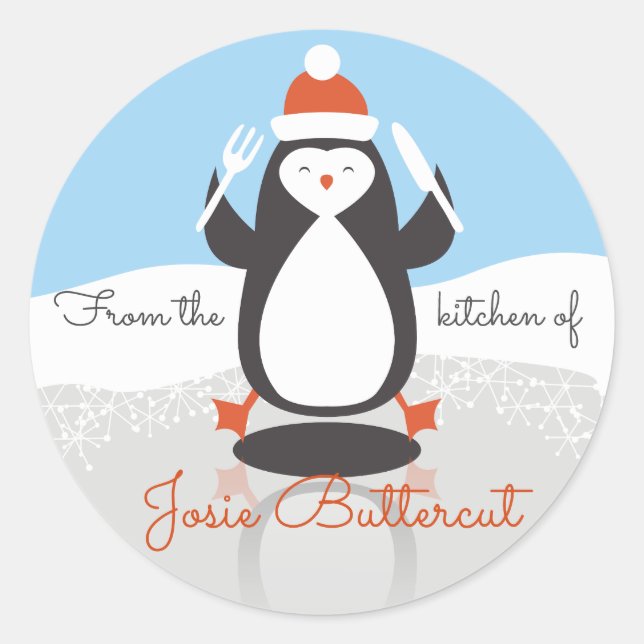 Penguin Gabelmesser Weihnachten aus der Küche Runder Aufkleber (Vorderseite)