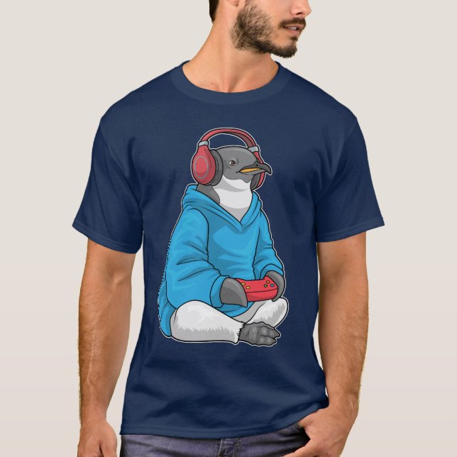 Penguin Gamer Controller T-Shirt (Vorderseite)