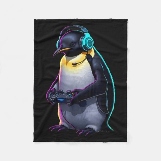 Penguin Gaming Animal Video Games Funny Penguin  Fleecedecke (Vorderseite)