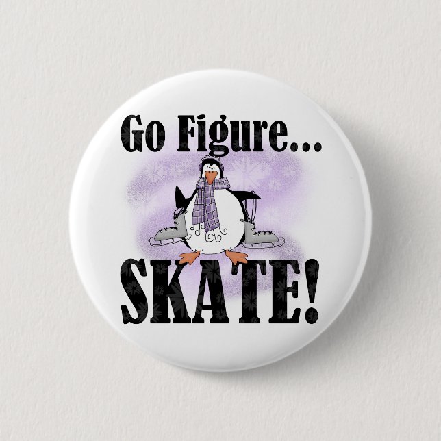 Penguin gehen Zahl Skate Button (Vorderseite)