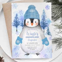 Penguin gestrickt Hat Snowflakes Geburtstagseinlad