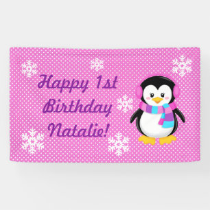 Penguin Girl Personalisiert Banner