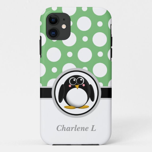 Penguin Green Assorted Pois iPhone 5 Coque (Dos)