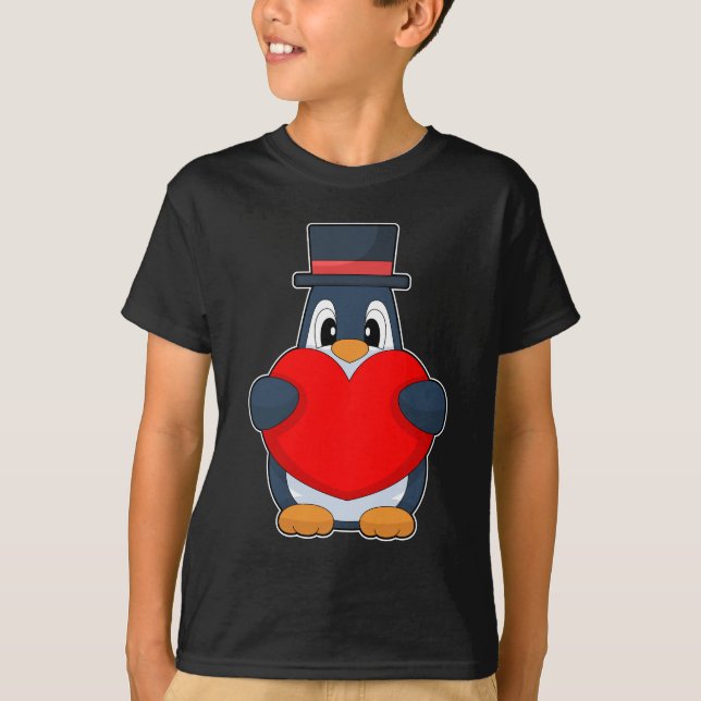 Penguin Groom Heart Wedding T-Shirt (Vorderseite)