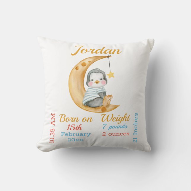 Penguin Half Moon Babystaates Kissen (Vorderseite)