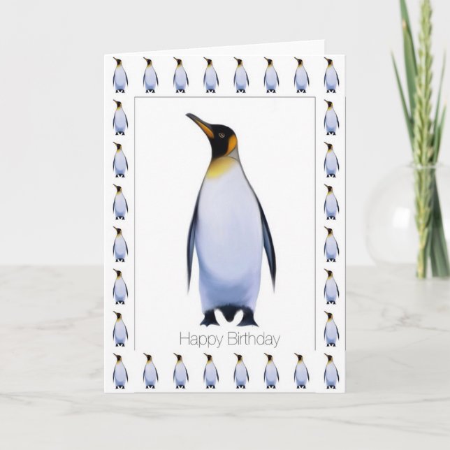 Penguin Happy Birthday Card Karte (Vorderseite)