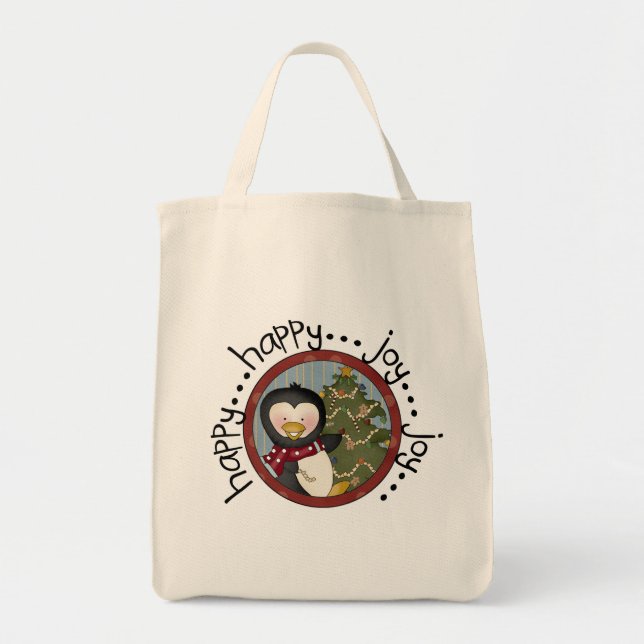 Penguin Happy Joy Weihnachtsfeiertag Tragetasche (Vorne)