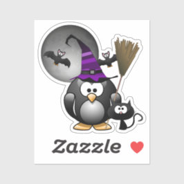 Penguin Hexenmeister Halloween Aufkleber