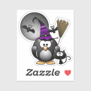 Penguin Hexenmeister Halloween Aufkleber