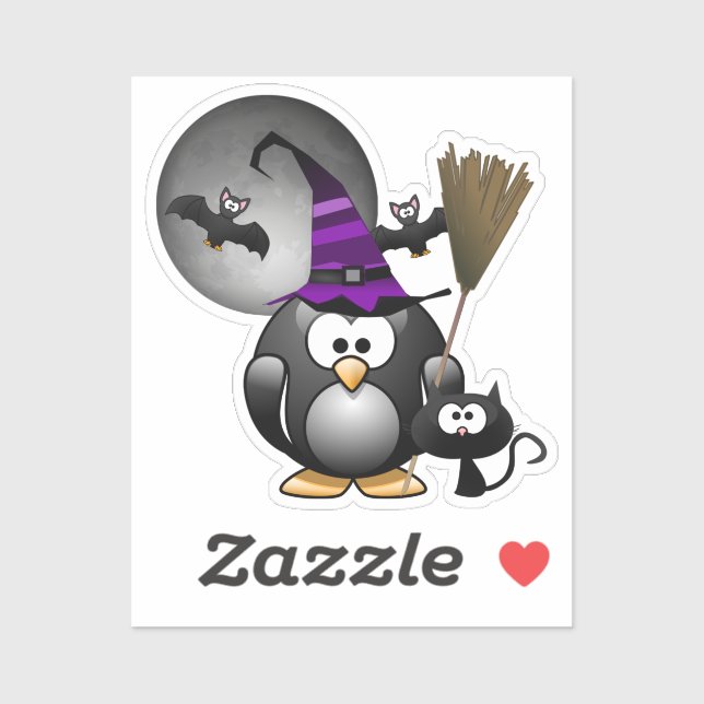Penguin Hexenmeister Halloween Aufkleber (Blatt)