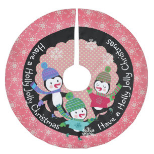 Penguin Holly Jolly Weihnachten 3 Holiday Tree Ski Polyester Weihnachtsbaumdecke