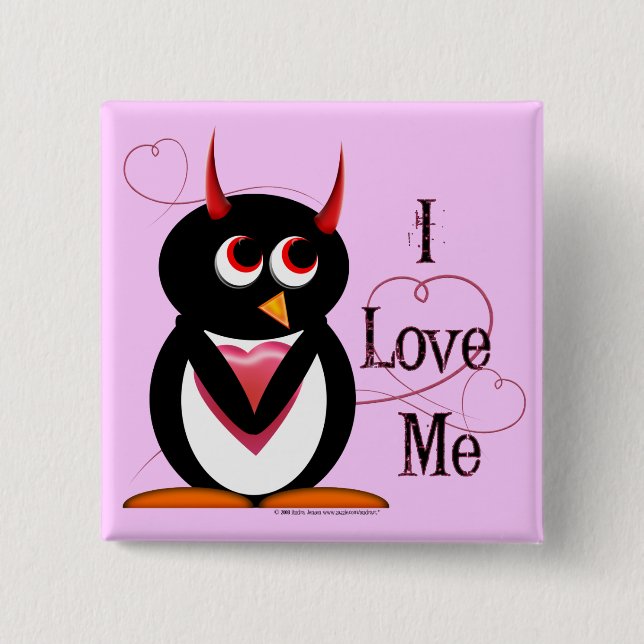 Penguin I LIEBE ICH Bling Button (Vorderseite)