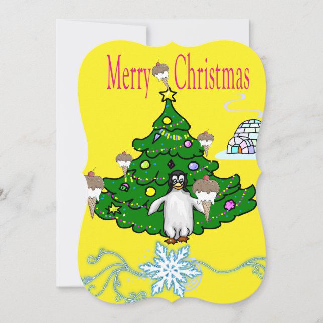 Penguin Ice Creme Weihnachtsbillige Begrüßungskart Karte (Vorderseite)
