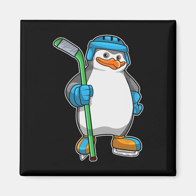 Penguin Ice Hockey Eishockey Stick Sports Magnet (Vorne)