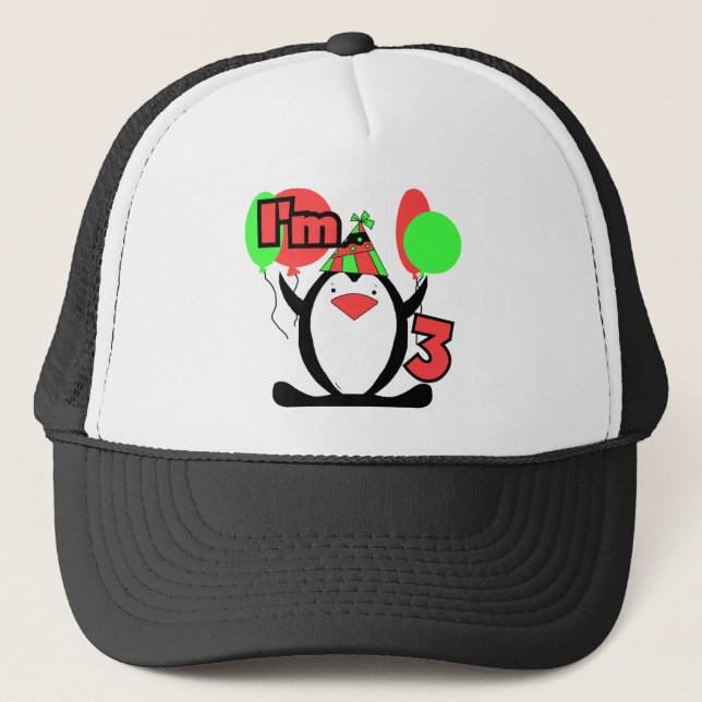 Penguin ich bin 3 Geburtstagsgeschenke Truckerkappe (Vorderseite)