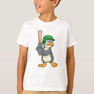 Penguin im Baseball mit Baseball Fledermaus und He T-Shirt