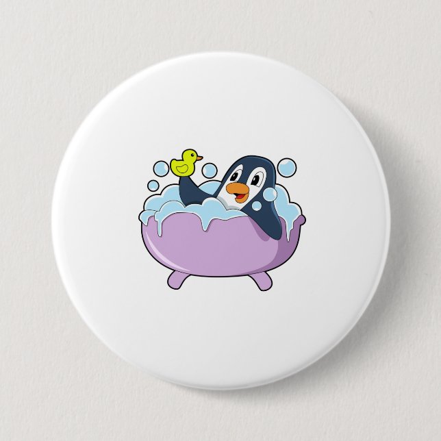 Penguin in der Badewanne mit Duck Button (Vorderseite)
