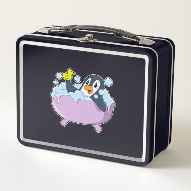 Penguin in der Badewanne mit Duck Metall Brotdose (Vorderseite)