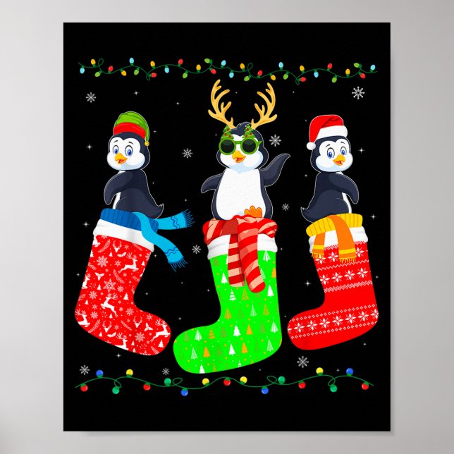 Penguin In Xmas Socks Funny Holiday Ugly Sweater C Poster (Vorne)