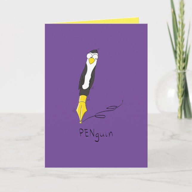PENguin Ink Pen Penguin Carte de voeux amusante (Devant)