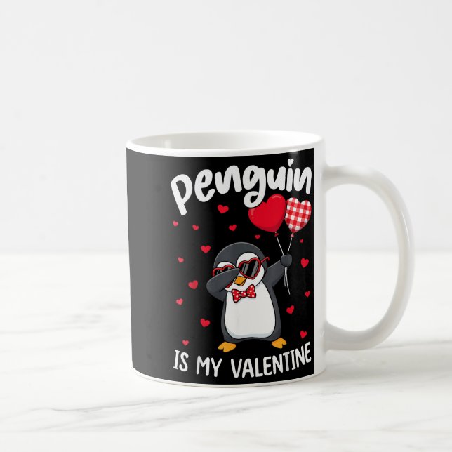 Penguin Is My Valentine Funny Bird V Day Cute Anim Kaffeetasse (Rechts)