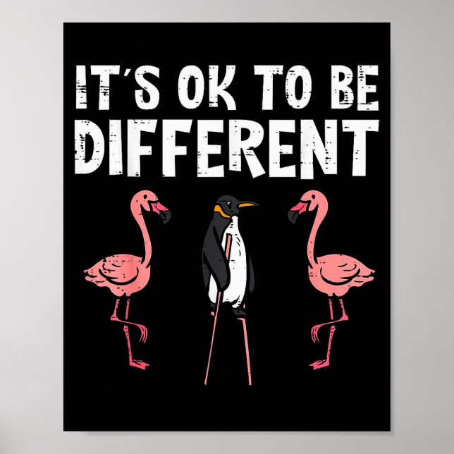 Penguin Its Okay To Be Different Flamingo Men Wome Poster (Vorne)
