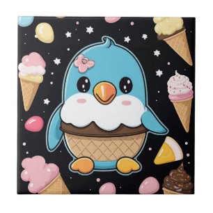 Penguin Kawaii Ice Cream Fliese