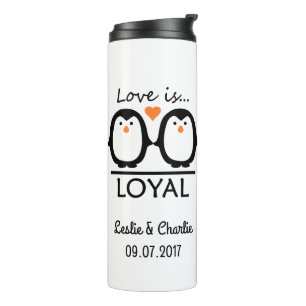 Penguin-Liebe-Name- u. -datumstrommel Thermosbecher