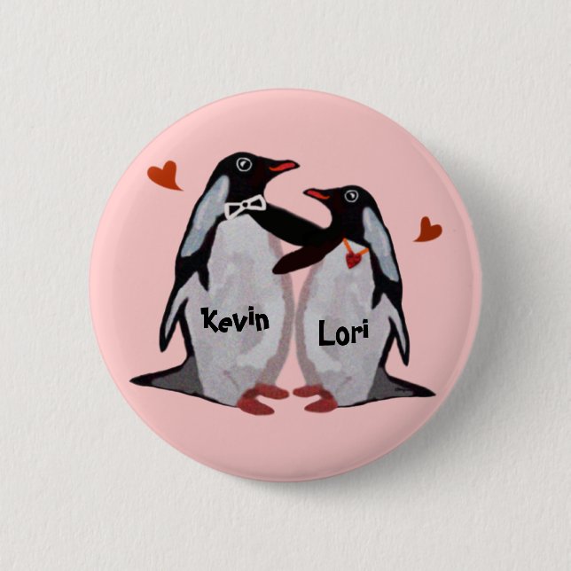 Penguin-Liebe Pinback Knöpfe Button (Vorderseite)