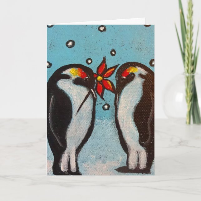 Penguin Liebe Weihnachtskarte Feiertagskarte (Vorderseite)