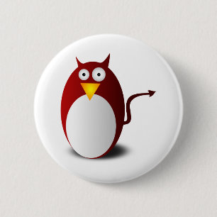 Penguin Linux Tux Ubuntu Devil Evil Demon Button
