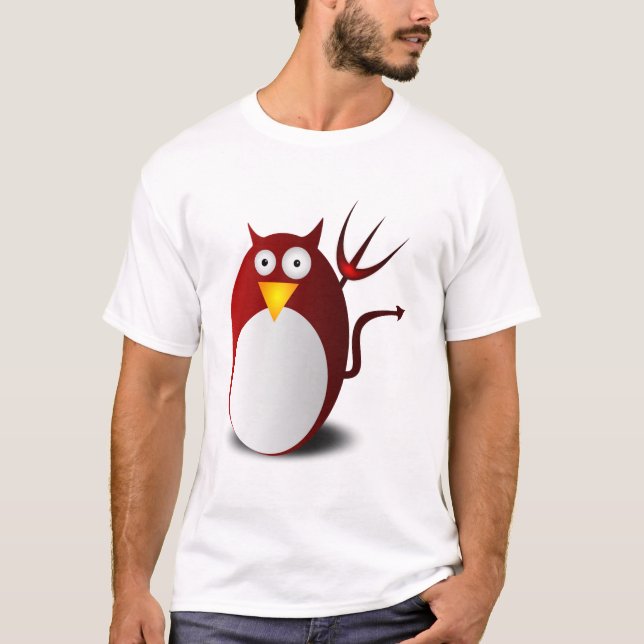 Penguin Linux Tux Ubuntu Devil Trident Lucifer T-Shirt (Vorderseite)