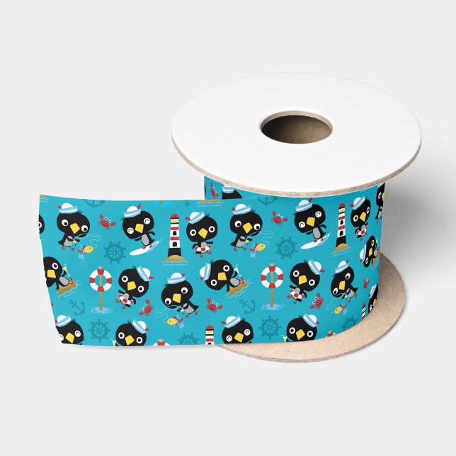Penguin Marine Life Ribbon Satinband (Spule)