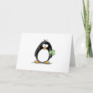 Penguin mit einem Kleeblatt Karte