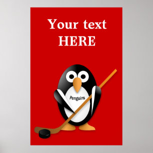 Penguin mit Hockeystick Poster