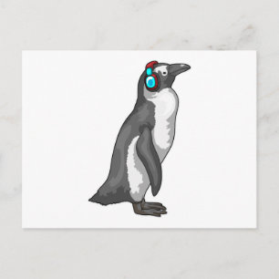 Penguin-Musik-Kopfhörer Postkarte