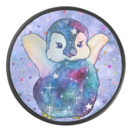 Penguin named Button Eishockey Puck