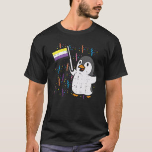 Penguin Nichtbinäre Flag Niedlich Enby Nb Pride Lg T-Shirt