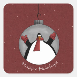 Penguin Ornament Weihnachtsaufkleber Quadratischer Aufkleber