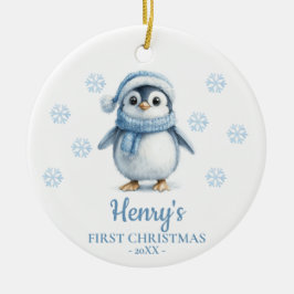 Penguin Personalized Baby's First Christmas Keramik Ornament