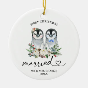 Penguin Premier Noël Marié Ornement Cadeau