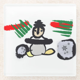Penguin rock Christmas  Glasuntersetzer