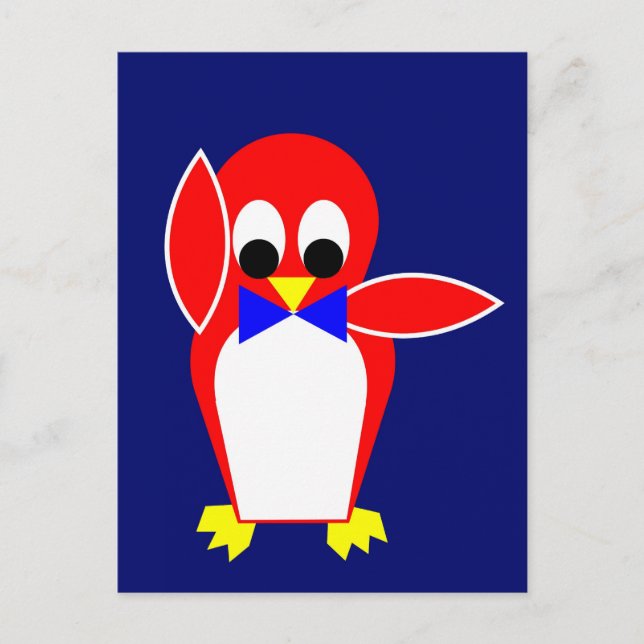 Penguin - Rot Postkarte (Vorderseite)