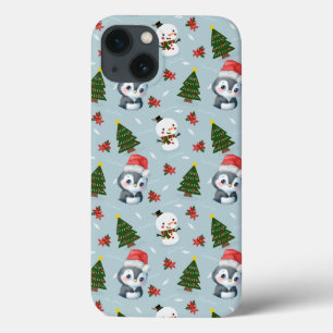 Penguin Santa Happy Frohe Weihnachtsbaumstruktur M Case-Mate iPhone Hülle
