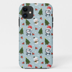 Penguin Santa Happy Frohe Weihnachtsbaumstruktur M Case-Mate iPhone Hülle