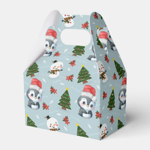 Penguin Santa Happy Frohe Weihnachtsbaumstruktur M Geschenkschachtel