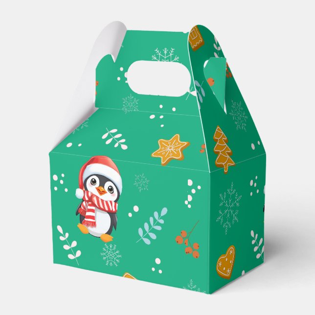 Penguin Santa Happy Frohe Weihnachtsbaumstruktur M Geschenkschachtel (Vorderseite)