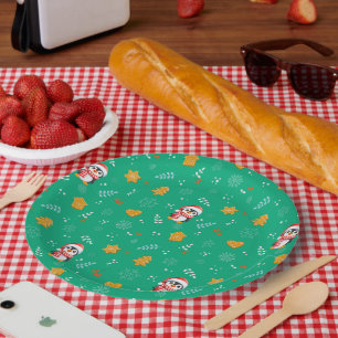 Penguin Santa Happy Frohe Weihnachtsbaumstruktur M Pappteller