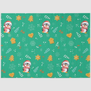 Penguin Santa Happy Frohe Weihnachtsbaumstruktur M Seidenpapier
